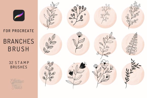 Elevate Art with 32 Leaves and Branches Procreate Brushes