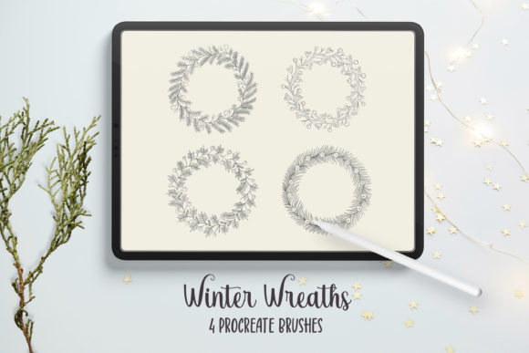 Winter Wreaths Procreate Stamp Brushes for iPad